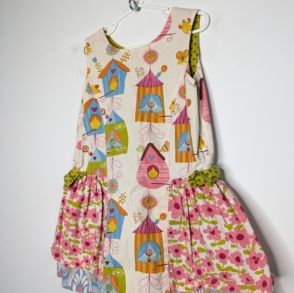 Jelly the Pug Iris collection Alexis colorful floral birdhouse cotton dress 6 - Picture 2 of 8